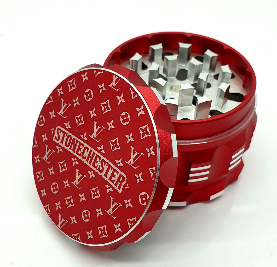 Custom Engraved 63mm Beast Red 4 Part Herb Grinder -With Your Logo/image