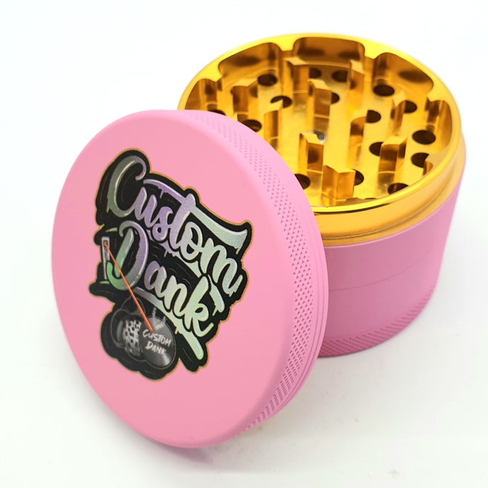 Custom Colour Print Silicone Valley 63mm 4 Part Herb Grinder Pink -With Your Logo