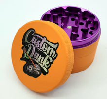 Load image into Gallery viewer, Custom Colour Print Silicone Valley 63mm 4 Part Herb Grinder Orange-With Your Logo