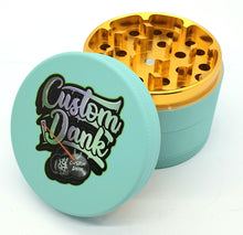 Load image into Gallery viewer, Custom Colour Print Silicone Valley 63mm 4 Part Herb Grinder Blue -With Your Logo