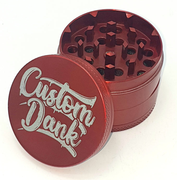 Custom Engraved Red 50mm 4 Part Herb Grinder -With Your Logo/image/text