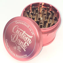 Load image into Gallery viewer, Custom Engraved 63mm Dome Pink 4 Part Herb Grinder -With Your Logo/image/text