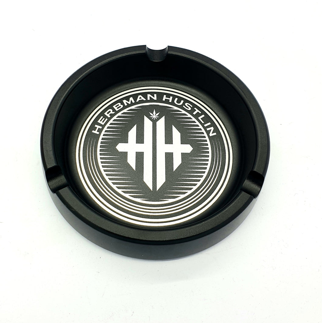 Custom Engraved Premium Steel Ashtray Black- With Your Logo/Image/Text