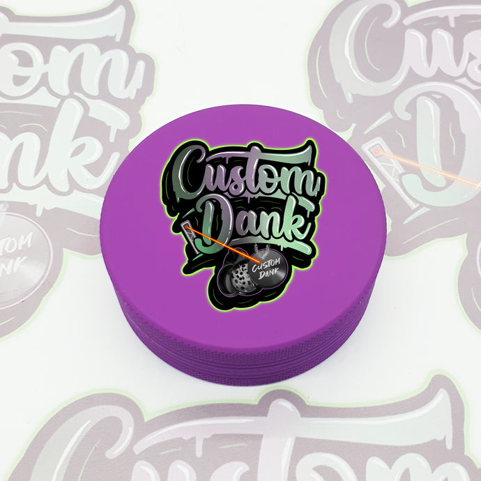 Custom Colour Print Silicone Valley 63mm 2 Part Herb Grinder Purple  -With Your Logo/image