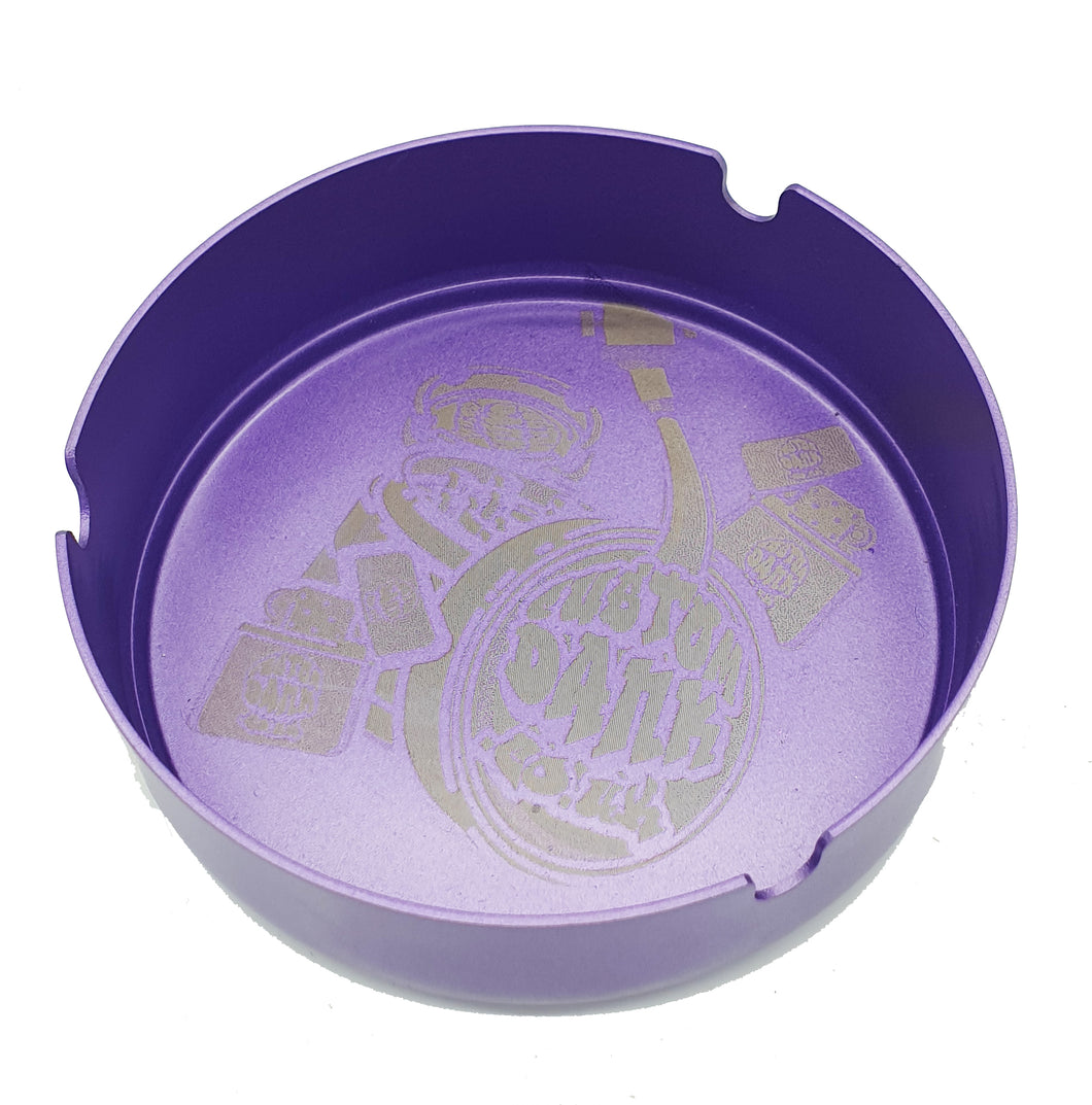 Custom Engraved Steel Ashtray Purple- With Your Logo/Image/Text
