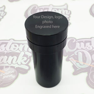 Custom Engraved 41mm Danktainer 4 Part Herb Grinder black -With Your Logo/image