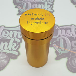 Custom Engraved 41mm Danktainer 4 Part Herb Grinder Gold -With Your Logo/image