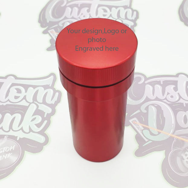 Custom Engraved 41mm Danktainer 4 Part Herb Grinder Red-With Your Logo/image