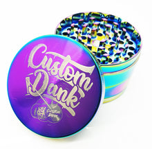 Load image into Gallery viewer, Custom Engraved 63mm 4 Part Iridescent Herb Grinder -With Your Logo/image/text