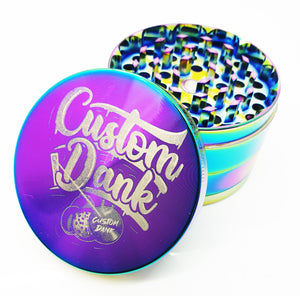 Custom Engraved 63mm 4 Part Iridescent Herb Grinder -With Your Logo/image/text