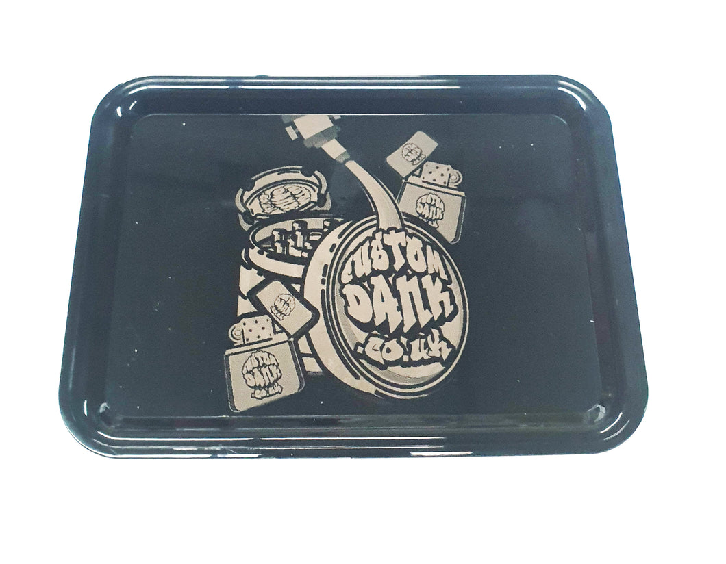 Custom Engraved Small Plastic Rolling Tray Black-  With Your Logo/Image