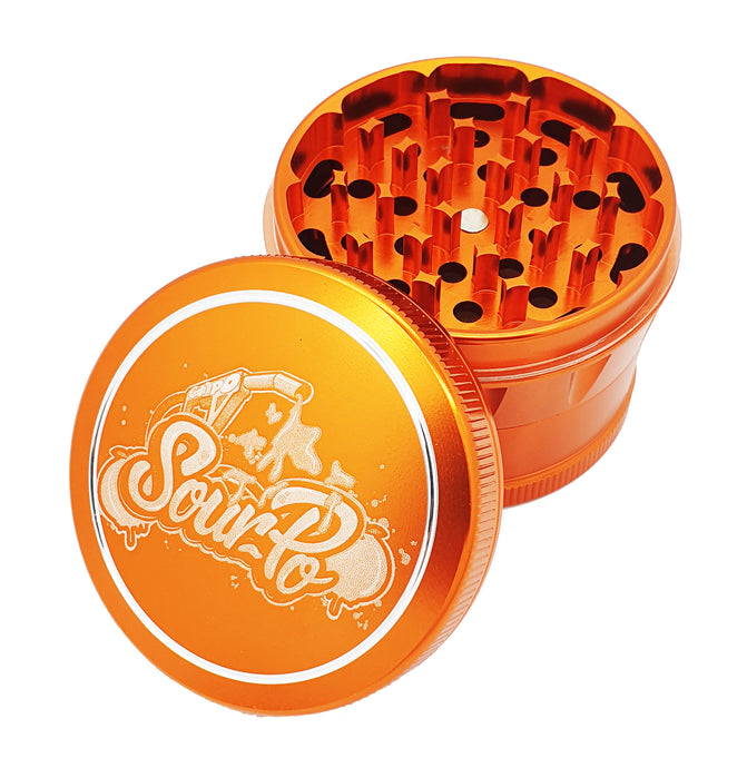 Custom Engraved 63mm Dome Orange 4 Part Herb Grinder -With Your Logo/image/text