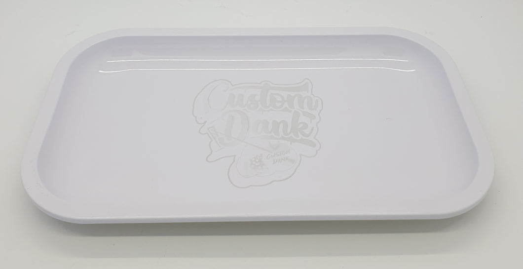 Custom Engraved Tin Rolling Tray White- With Your Logo/Image