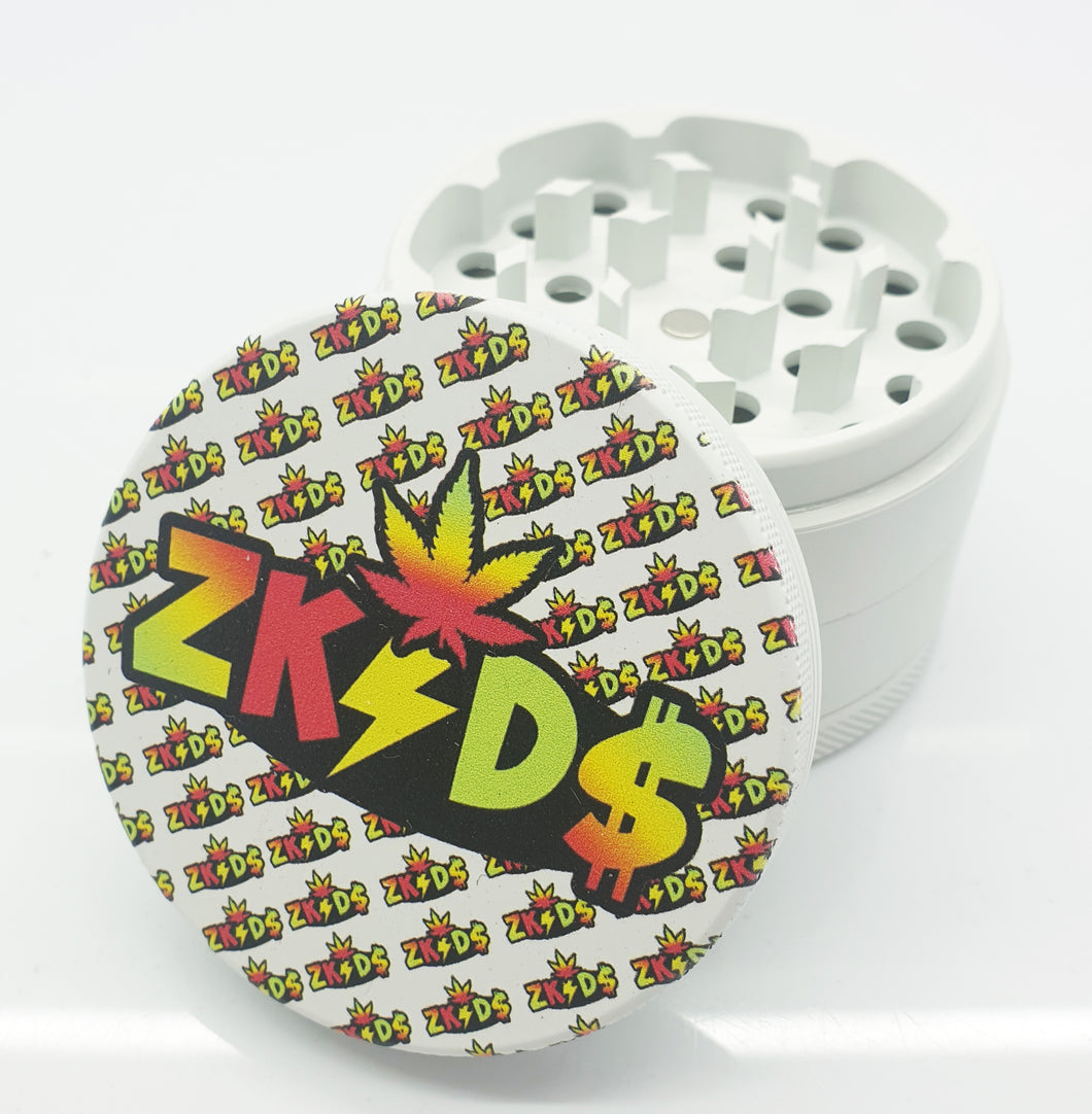 Custom Colour Print Silicone Valley 63mm 4 Part Herb Grinder White -With Your Logo